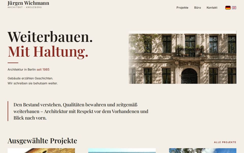 Screenshot der Startseite von architekten-kreuzberg.de