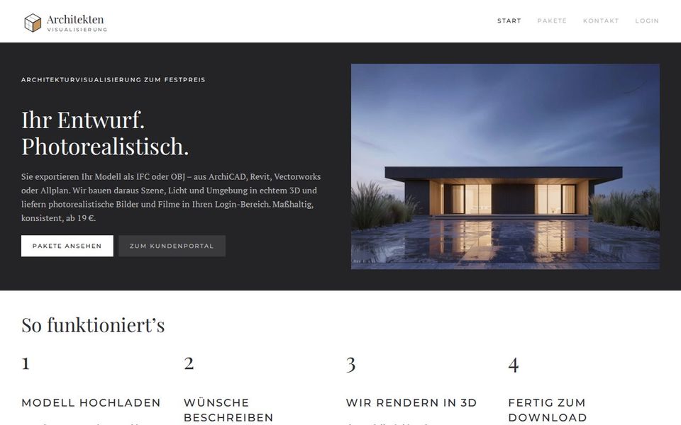Screenshot der Startseite von architekten-visualisierung.de