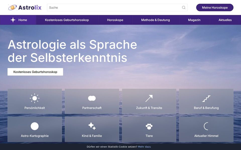 Screenshot der Startseite von astrolix.de