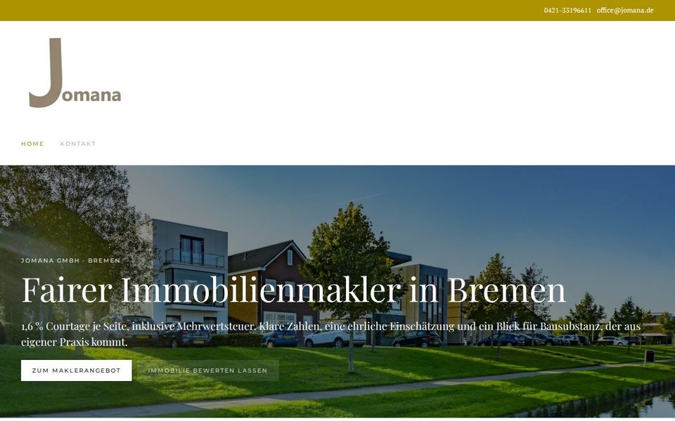 Screenshot der Startseite von jomana.de