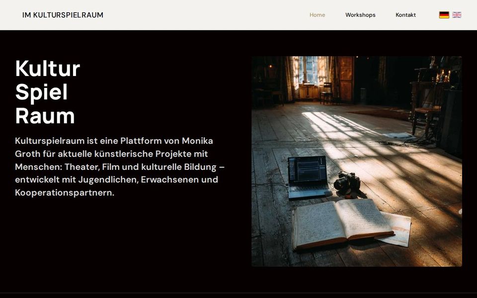 Screenshot der Startseite von kulturspielraum.de