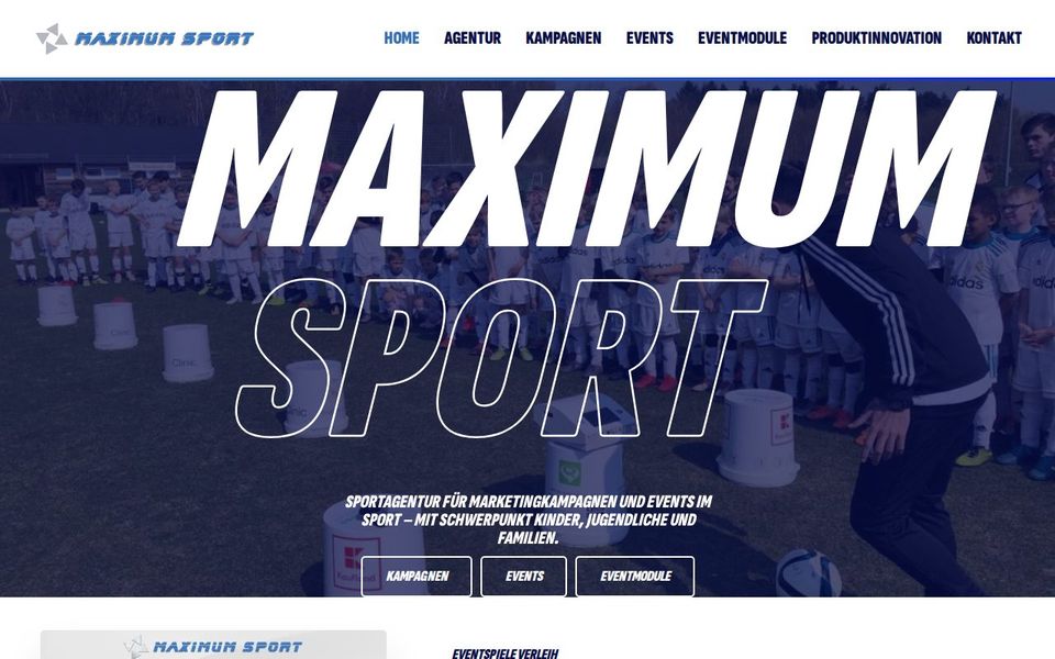 Screenshot der Startseite von maximumsport.de