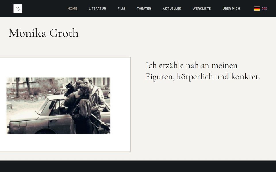 Screenshot der Startseite von monikagroth.de