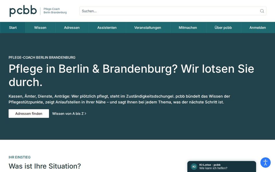 Screenshot der Startseite von pcbb.de
