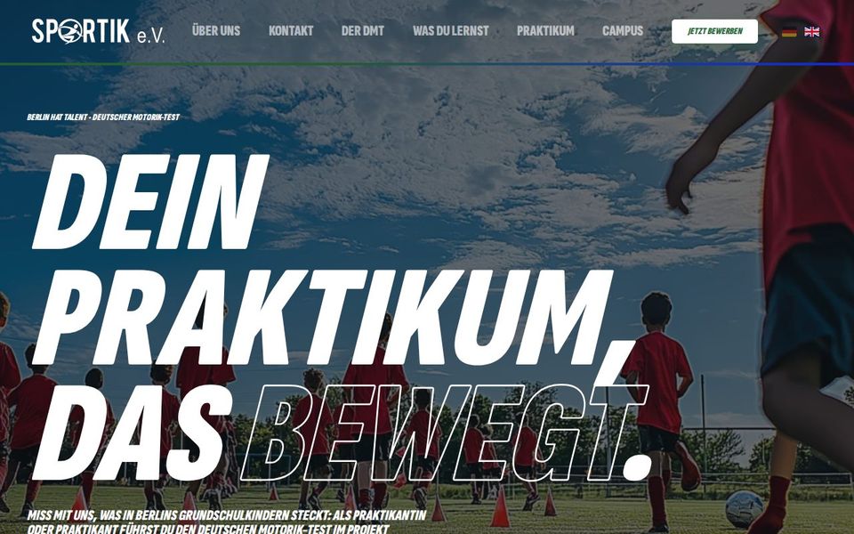 Screenshot der Startseite von sportik.org