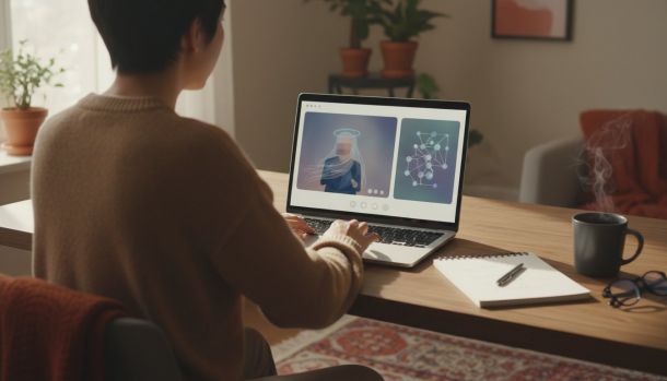Online-Live-Demo am Laptop im Homeoffice